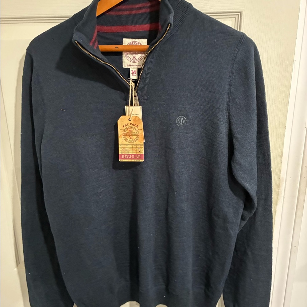 Fat Face Men's Dark Navy Half-Zip Sweater